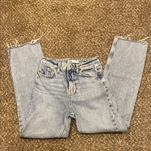 Zara High-Rise Light Wash Straight Jeans - Light Blue